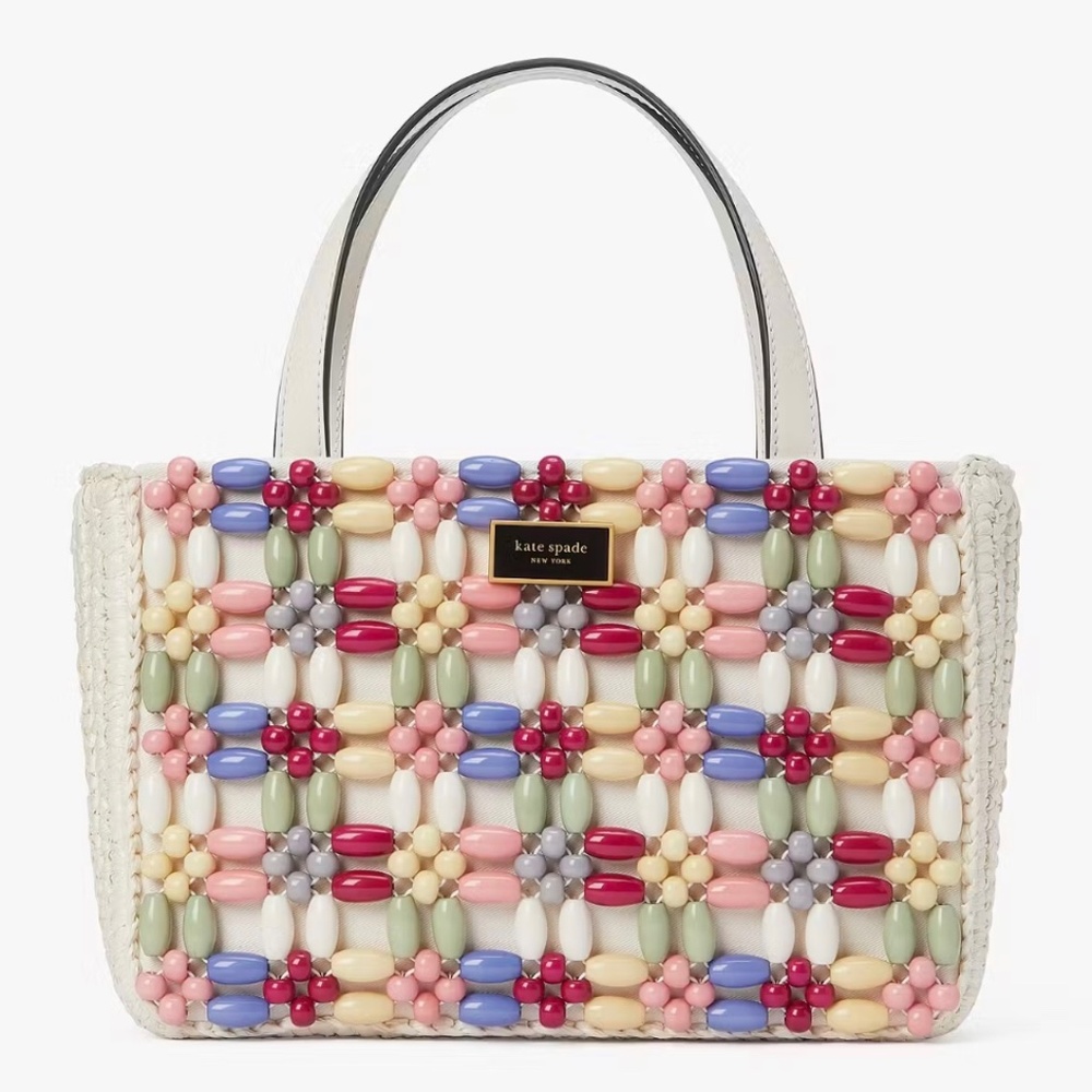 Kate Spade Sam Icon Beaded Raffia Crossbody Bag NWT